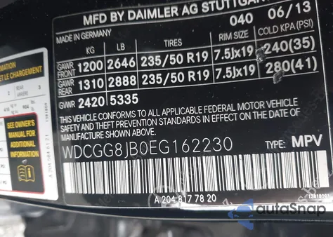 2014 Mercedes-Benz Glk 350 4Matic from USA, damaged, VIN WDCGG8JB0EG162230